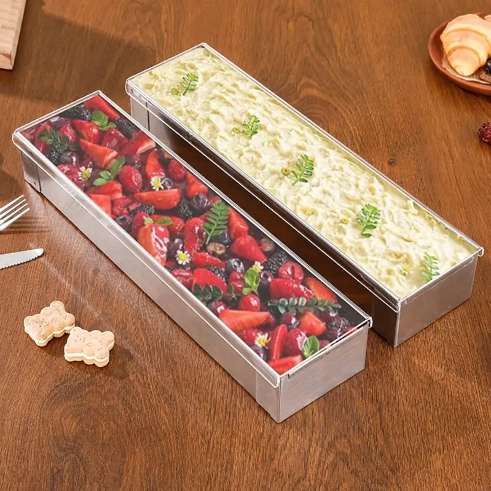 

Professional Removable Design Tiramisu Cake Mold Stainless Steel Rectangular Bread Mold Non-Stick with Lid Mousse Mold Bakery