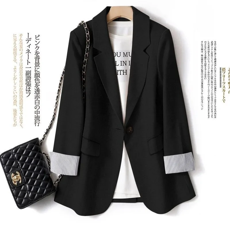 2026 Spring Autumn New Korean Edition Slim Temperament Suit Coat Women's Casual Tops Single Button Office Business Blazer Jacket