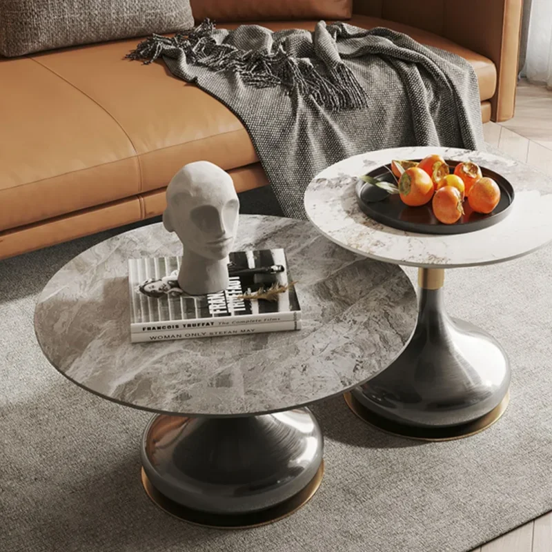 

Living room size round combination ,stainless steel side plate coffee table