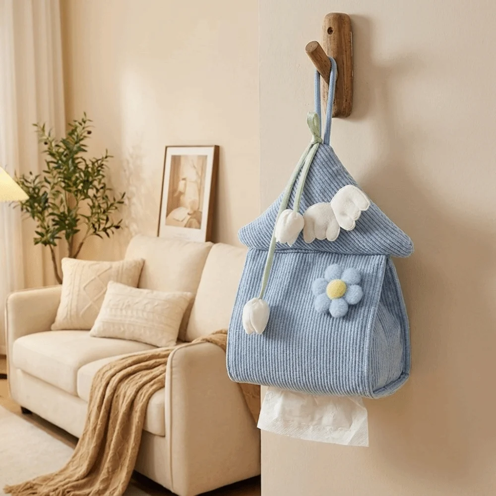 Sunflower Design Hanging Tissue Bag Space Saving House Shape Napkin Dispenser Soft Cartoon Bathroom Tissue Dispenser Car Use