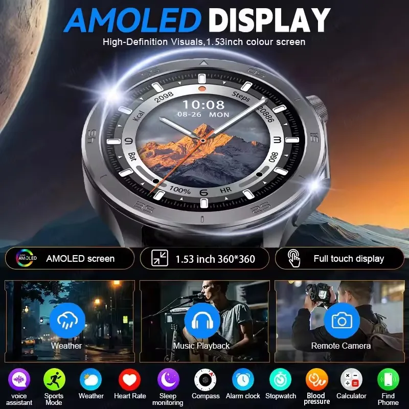 ل ممن لهم X2 نظام تحديد المواقع الساعات الذكية رجل 360*360 شاشة AMOLED معدل ضربات القلب بلوتوث دعوة IP68 مقاوم للماء البوصلة الرياضة Smartwatch 2025