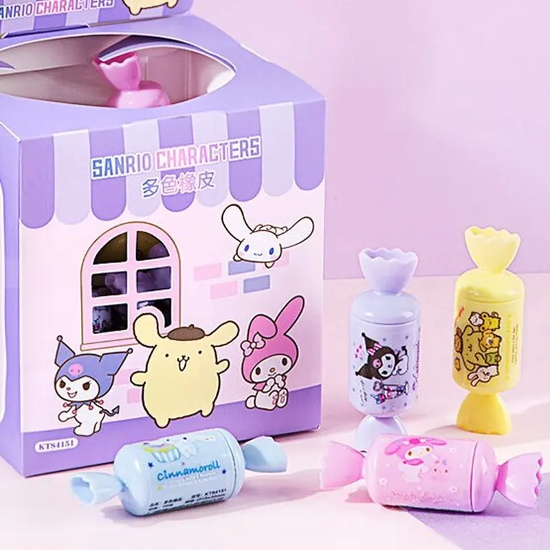 Imagem -06 - Sanrio Kawaii Borracha para Alunos Minha Melodia Cinnamoroll Kuromi Candy Modelagem Papelaria Suprimentos Presente da Escola Atacado 30 Pcs