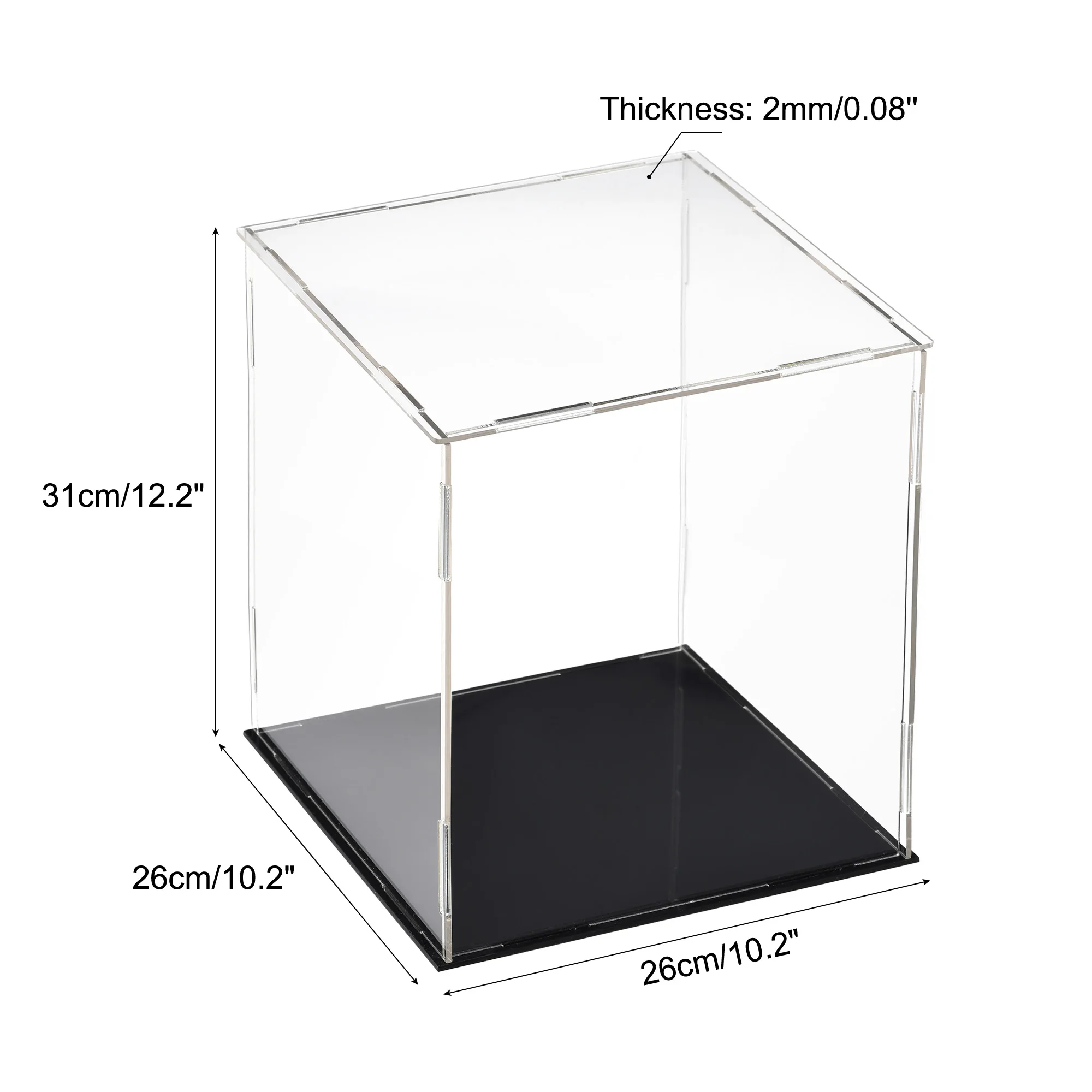 5 Size Acrylic Black Base Dustproof Clear Display Show Case Showcase Cube Collectibles Show Box for Model Toy Action Figures