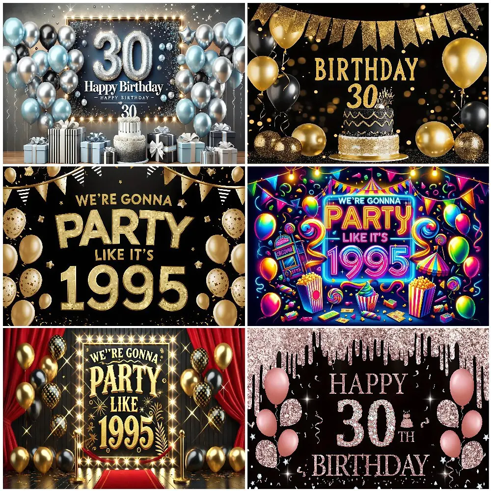

Happy 30th Birthday Background 30 Years Old Gold Glitter Diamomd Banner Decor Thirty Birthday Party Supplies Women Adult Gifts
