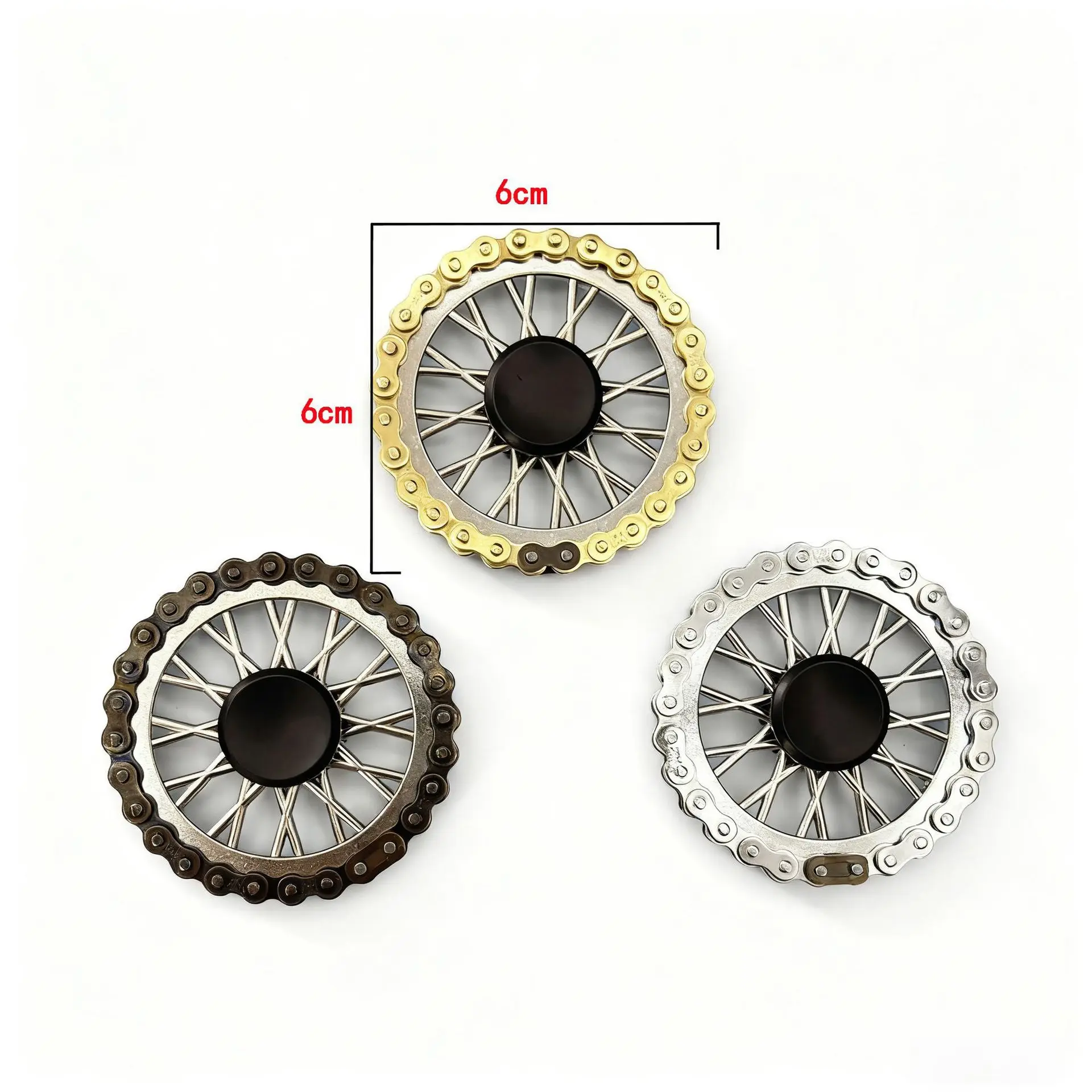 EDC Mechanisches Metallkettenrad Fidget Spinner Getriebekette Stressabbau Spielzeug Fahrradkette Handspinner 3-Minuten Fingerspitzen-Gyro