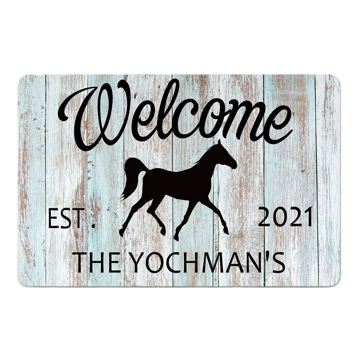 Custom Welcome Horse Door Mat Personalized [Your Name] Indoor Outdoor Doormat Entrance Floor Mat