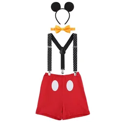 4-piece Set Baby Cake Destroyer Pants Children's Cute Birthday Dress Up Overalls Party Mickey Costumes