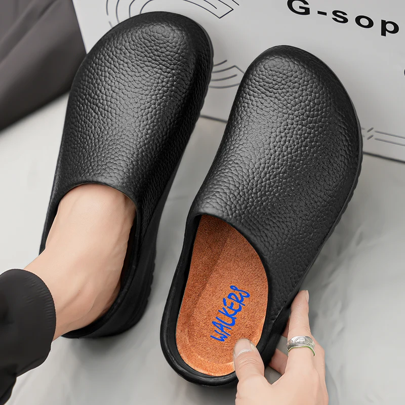 

Men Half Slipper Couple Chef Shoes Four Seasons Waterproof Anti Slip Men Women Casual Business Work Shoes Fashion Comfort Shoes