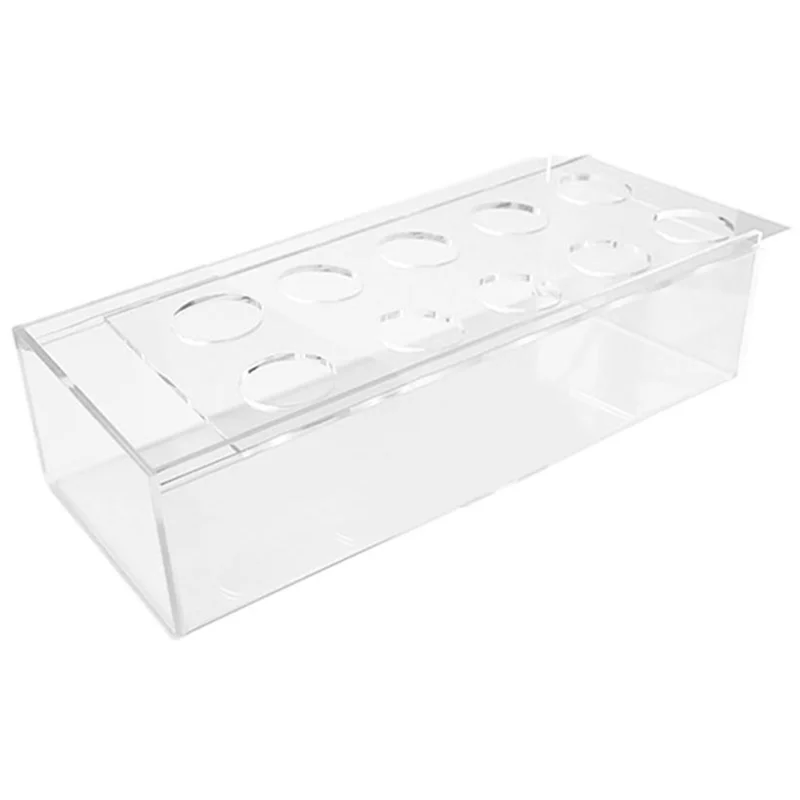 ABMO Clear Acrylic Flower Vase Rectangular Floral Centerpiece For Dining Table 9.8 Inch Long Rectangle Decorative Modern Vase