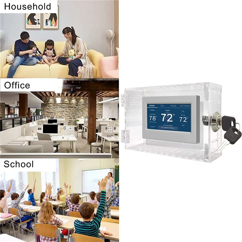 

B97A-4X Universal Thermostat Lock Box With Key Thermostat Cover Fits Thermostats 7X4.5 Inches Or Smaller