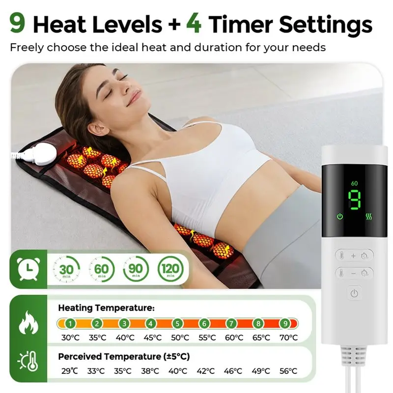 ABAE-9-Level Temperature Control 4-Level Timer 36 Jade-Stone Imitation PU Leather Ultra-Soft EU Plug