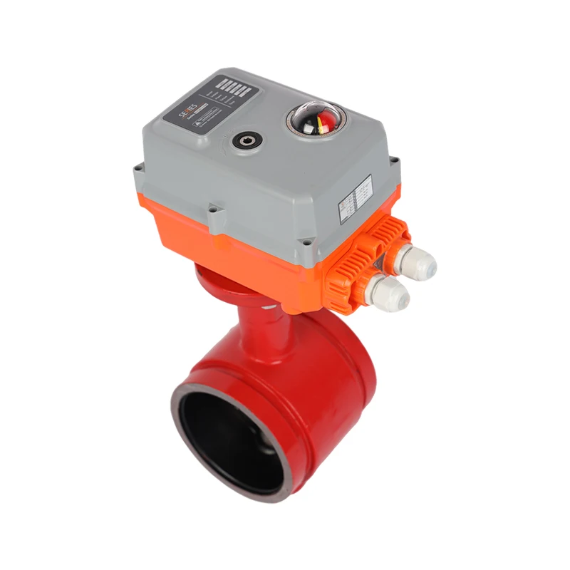 Fire Protection Cast Iron Grooved Butterfly Valve Actuator Electric Water Control Valve