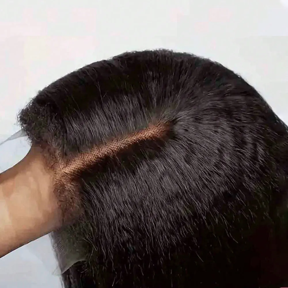 Kinky Straight Wigs Human Hair Lace Front Wigs 13x4 Kinky Straight Yaki Human Hair Wig Transparent Lace Frontal Glueless Wig 250% Density