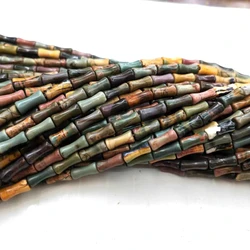 Natural Red Thread Pinestone Beads Bamboo Joint Beaded Bracelet Necklace Hairpin Key Chain DIY Jewelry Accessories Wholesale