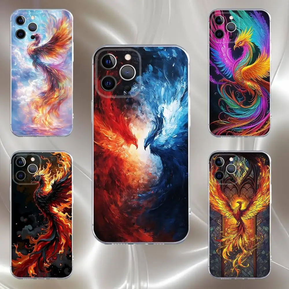 

Phoenix Cool Colorful Phone Case For iPhone 16,15,14,13,12,11 Pro,Max,Plus,X,XS,XR,SE,Mini Transparent Silicone Soft