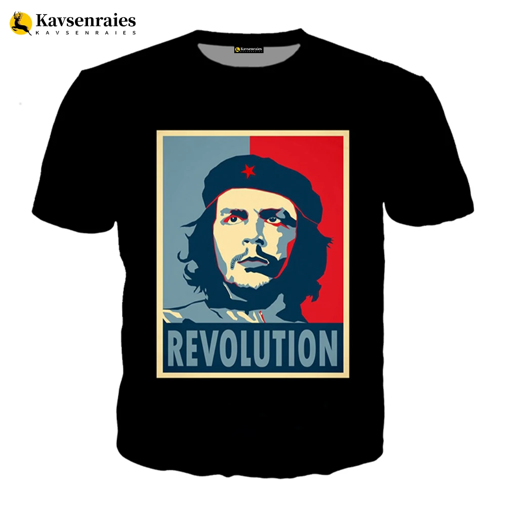 Camiseta masculina e feminina Che Guevara estampada em 3D, camiseta casual unissex, streetwear Harajuku, tops legais, grandes dimensões, moda verão