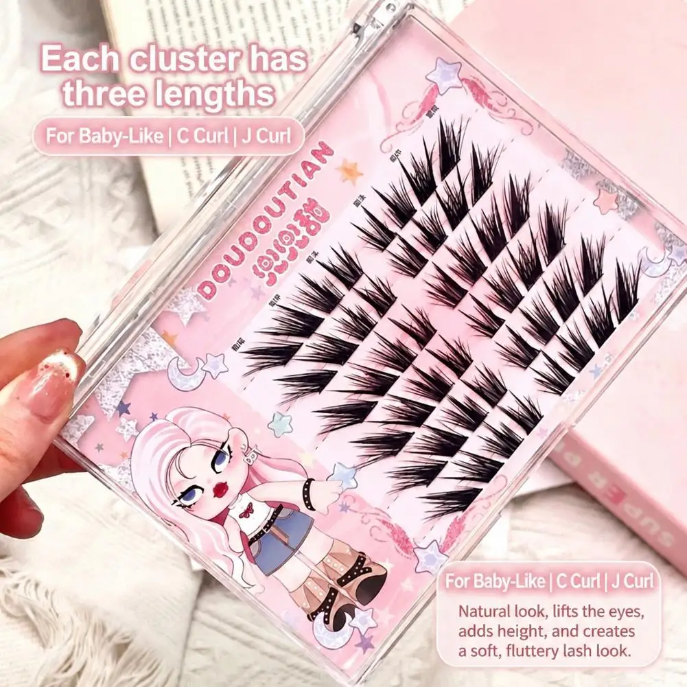 6D Winged False Eyelashes Multi Layered No Glue Thick Manga Lashes Feather Lash Clusters Natural Long Lash Clusters