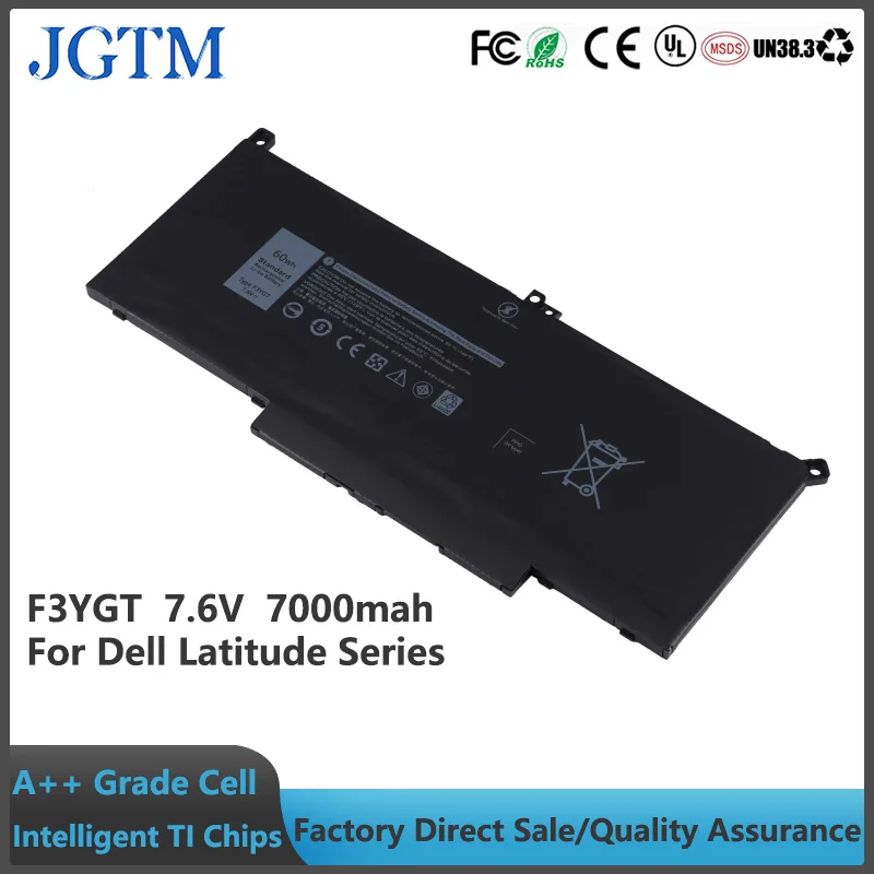 بطاريات JGTM 7000Mah 7480 7490 بطارية F3YGT لأجهزة الكمبيوتر المحمول Dell LAtitude 12 7000 7280 7290/13 7000 7380 7390 P29S002/14 7000 7480