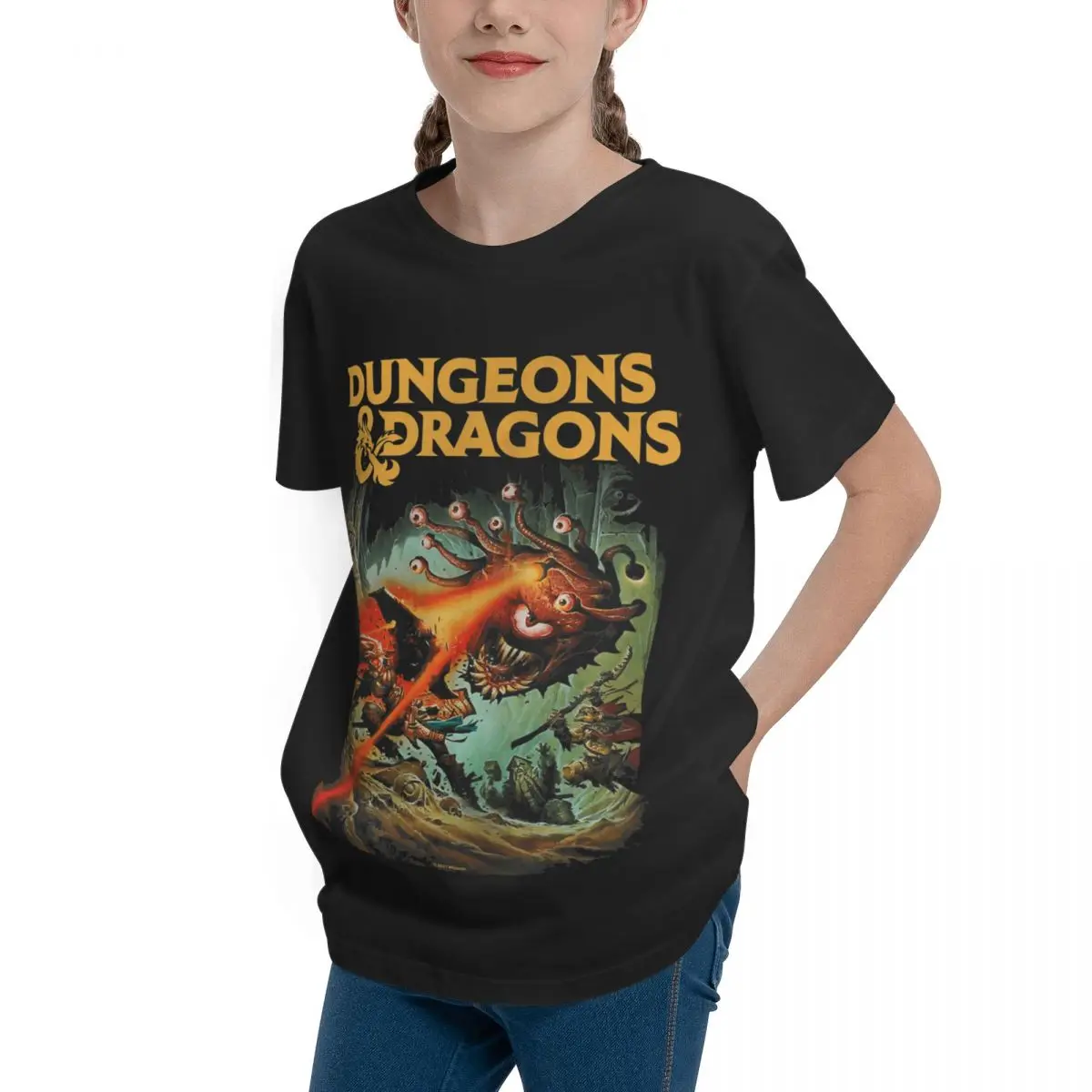 Dungeons & Dragons Strike The beholder Zi essenti เสื้อยืดวินเทจกราฟิกตลก vintag บ้าน Crewneck เสื้อยืดวัยรุ่น