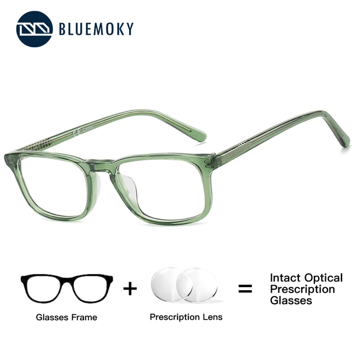 

BLUEMOKY Acetate Rectangular Optical Prescription Glasses, Men Progressive Multifocal Lenses Myopia Anti Blue Light Photochromic
