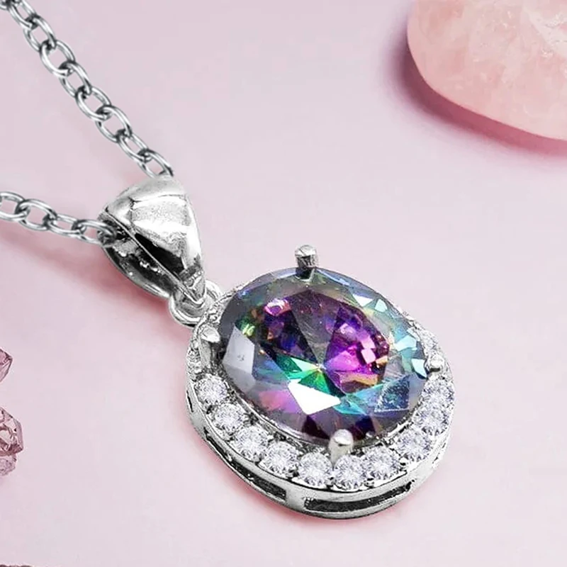Huitan einfache elegante farbige cz Anhänger Halskette für Frauen Mode Luxus Hochzeit Trend Hals Accessoires ausgefallene Jubiläums geschenk