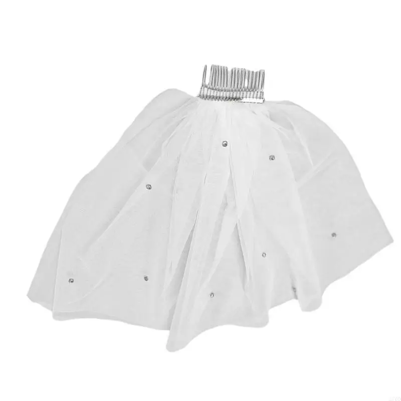 

270D Lightweight Short Wedding Veil Decorated With Shimmering Rhinestones Great For Stylish Seeking Elegance