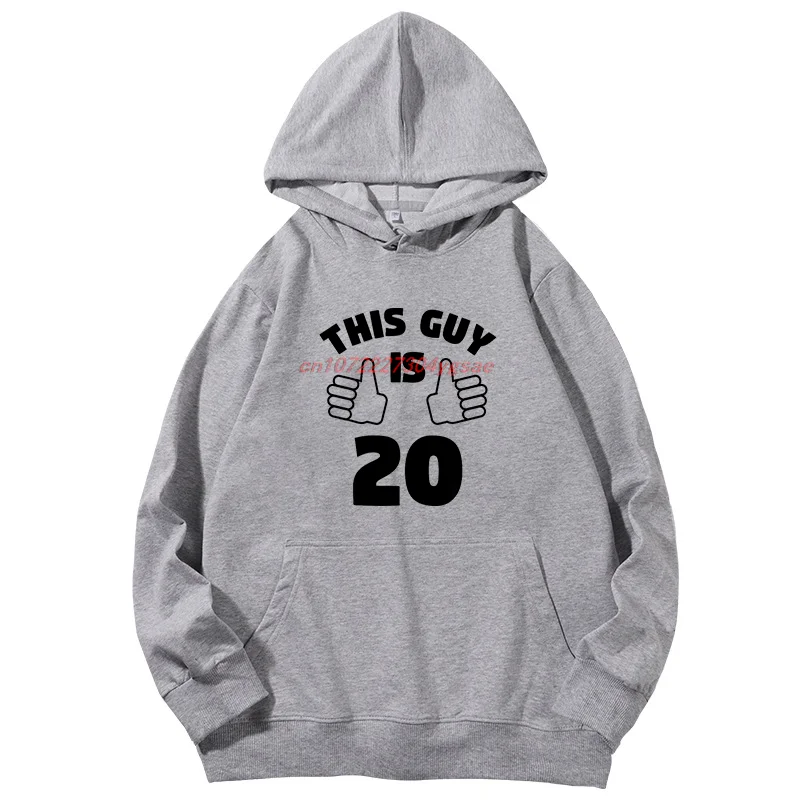 Este chico es 20 años camisa regalo de 20 cumpleaños sudaderas con capucha gráficas suéter estampado de moda sudaderas con capucha de algodón