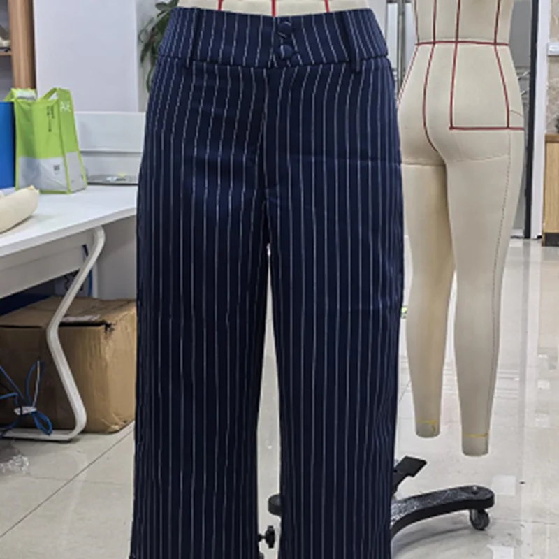 Retro Women's Striped Casual Pants Quality Patchwork Basic Slim Fit Pants Y2K Clothes