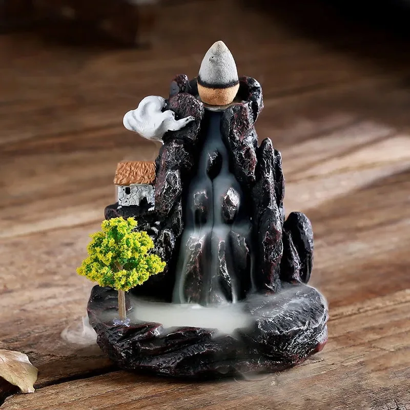 Rückfluss-Räucherstäbchenhalter, Wasserfall-Räuchergefäß, Heimdekoration, Aromatherapie-Ornament, Räucherkegel mit Rückfluss-Räucherkegel – Detail 2