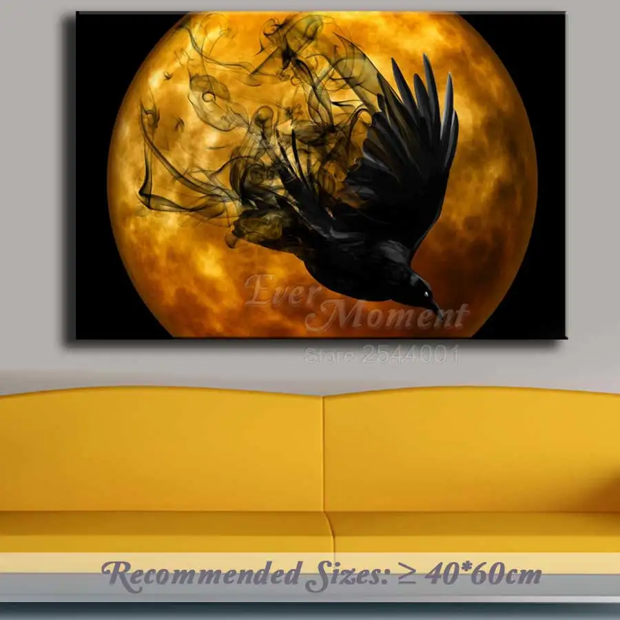 Ever Moment 5D DIY Diamond Painting Black Raven Bird Full Drill Square Diamond Embroidery Halloween Sets Picture  ASF1068