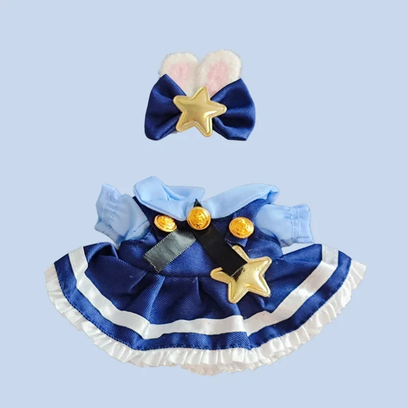 Set di vestiti per bambole Labubu da 17 cm. Il vestito blu carino include scarpe con fascia per capelli. Accessori per fotocamera per bambole di peluche V1 V2 Idol