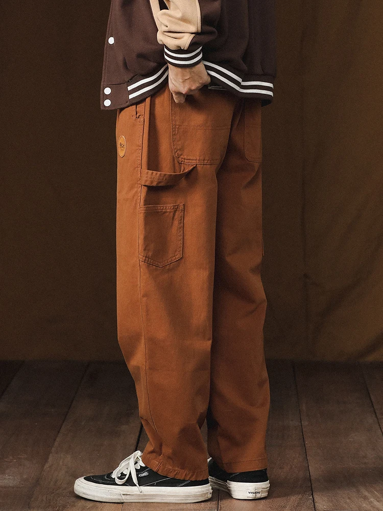

Мужские повседневные брюки в стиле ретро с американской подкладкой, модная рабочая одежда, свободные прямые брюки для мужчин, осенне-зимние хлопковые брюки для отдыха