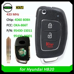 DIYKEY OEM oryginalny odwracany pilot bezkluczykowy 3 przyciski 434 MHz 4D60 80BIT 95430-1S011,95430-1S001 dla Hyundai HB20 OKA-866T