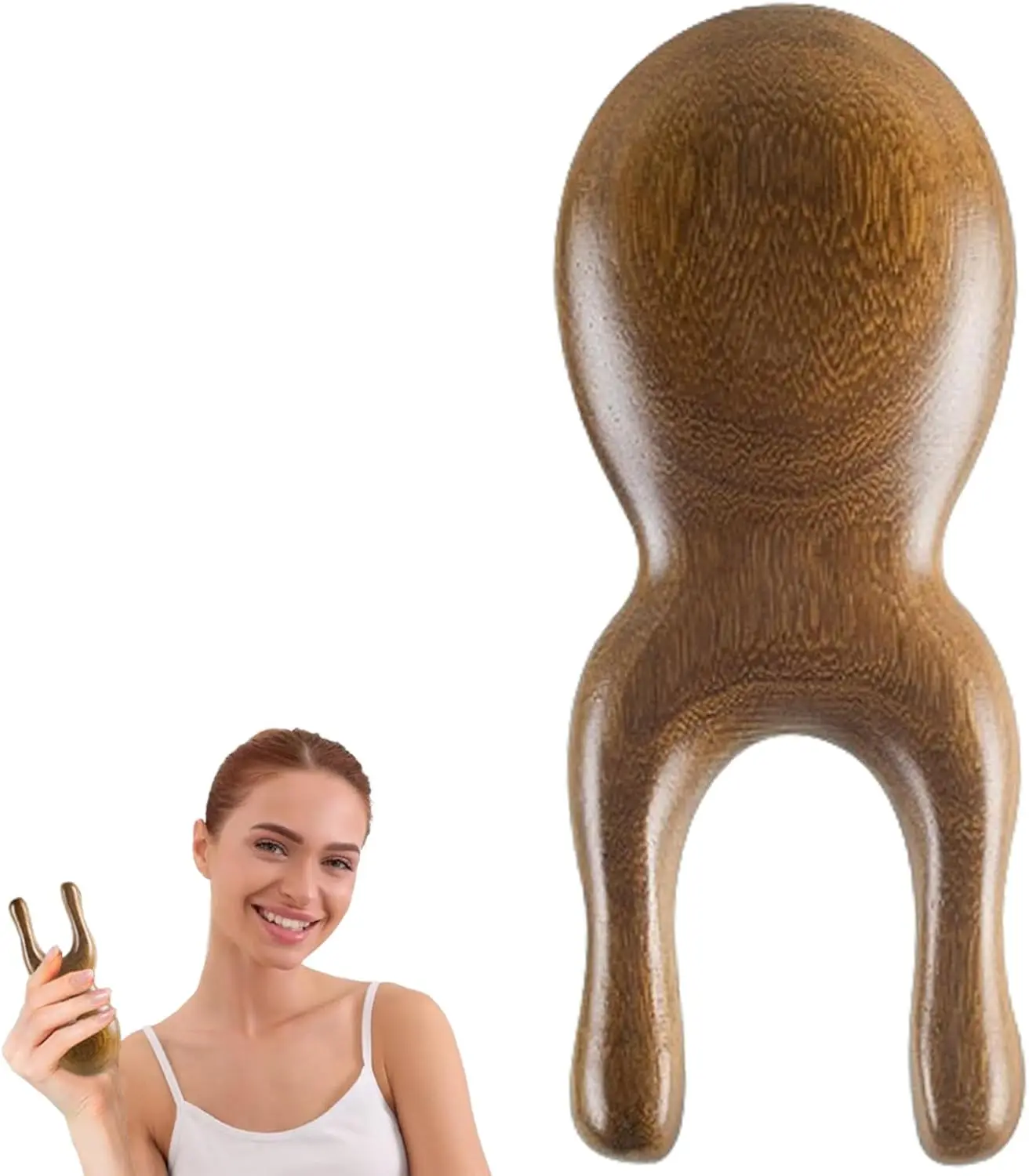 

Sandalwood Gua Sha Facial Massage Tool for Face, Neck & Body - Handheld Wood Therapy Acupressure Gift