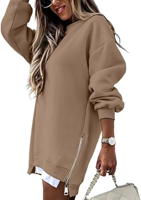 Style Pullover Hoodie Regular Fit Commute Style with Round Neck Asymmetrical No Hood Standard Length Single Women Sweatshirt