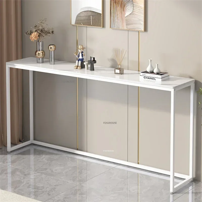 

Modern Simple Slate Long Console Tables Floor-standing Display Rack Living Room Storage Narrow Table Corridor Entryway Table