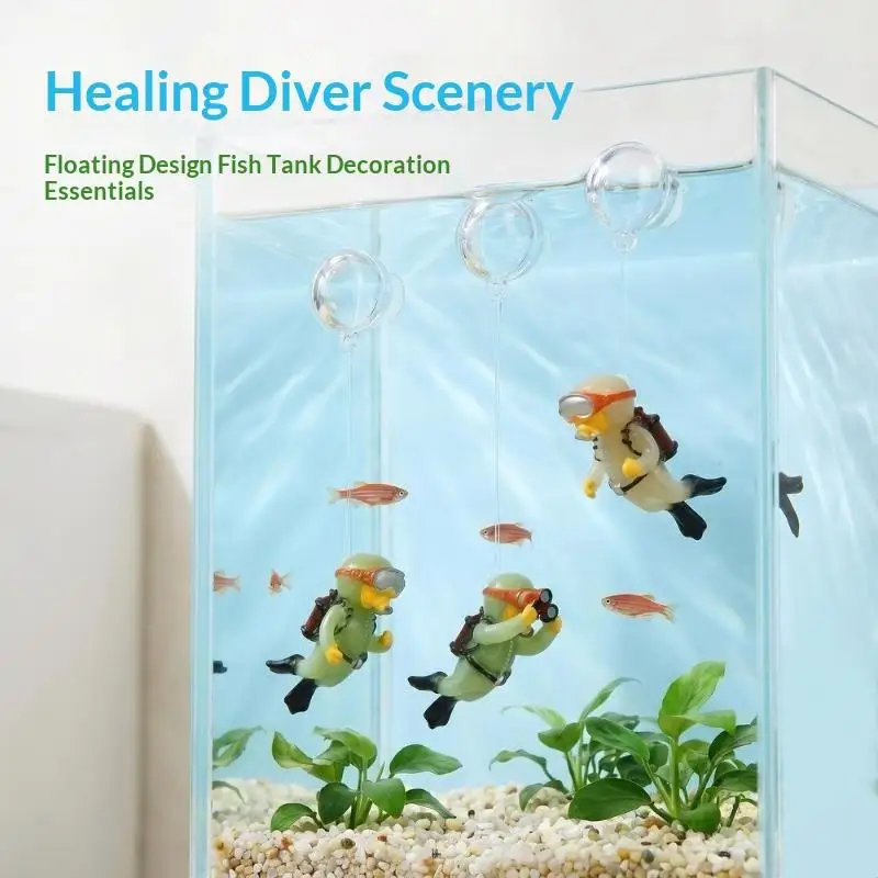 Fish Tank Decoration PVC Landscaping Small Ornaments Mini Diver Glow Aquarium Decor Floating Ball Aquarium Accessories