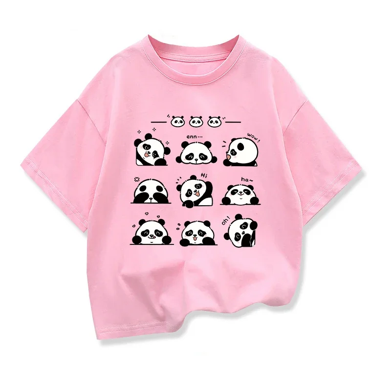 Original Design Kids Loose Clothes Short Sleeve T-shirt Cute Chinaese Giant Panda Graphic Cotton Tee Boys Girls Looes Tee Tops