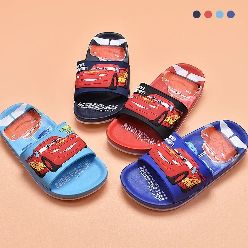 Disney Lightning McQueen Cartoon pantofole per bambini estate ragazzini interni uso domestico antiscivolo fondo morbido pantofole fresche 26-27