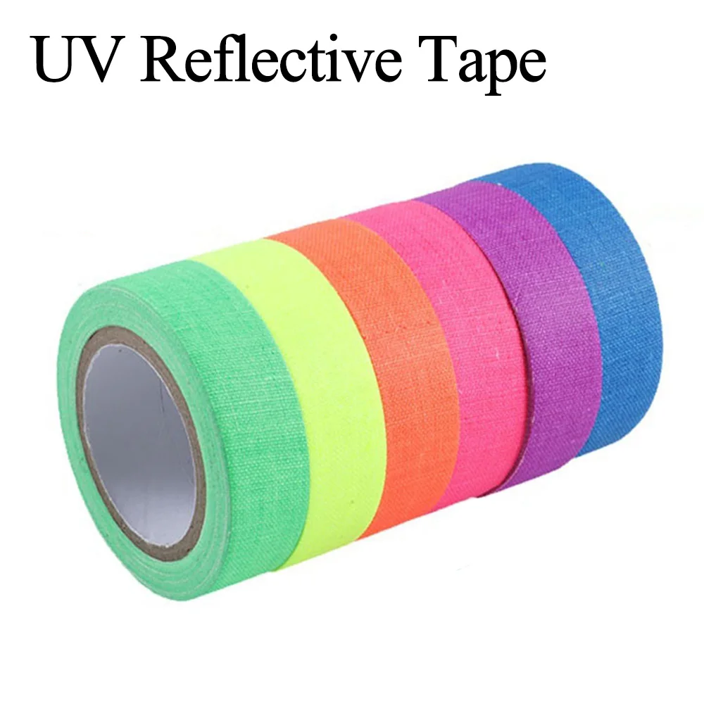 5/6Rolls Neon Gaffer Cloth Tape UV Blacklight Reactive Self Adhesive Stage Performance Versatile Multipurpose Floors Accessories