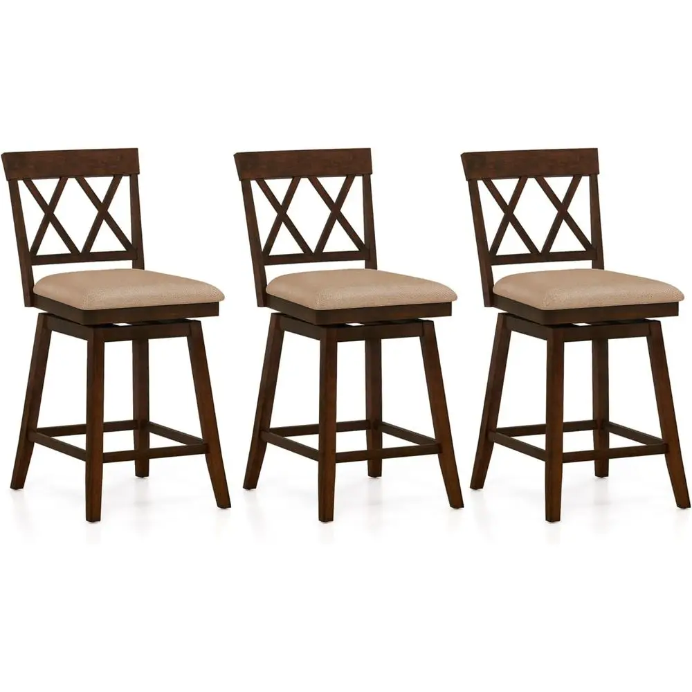 

Набор из 3-х кухонных стульев для барной стойки: эргономичная спинка, мягкое сиденье, поворотный механизм с подставкой для ног