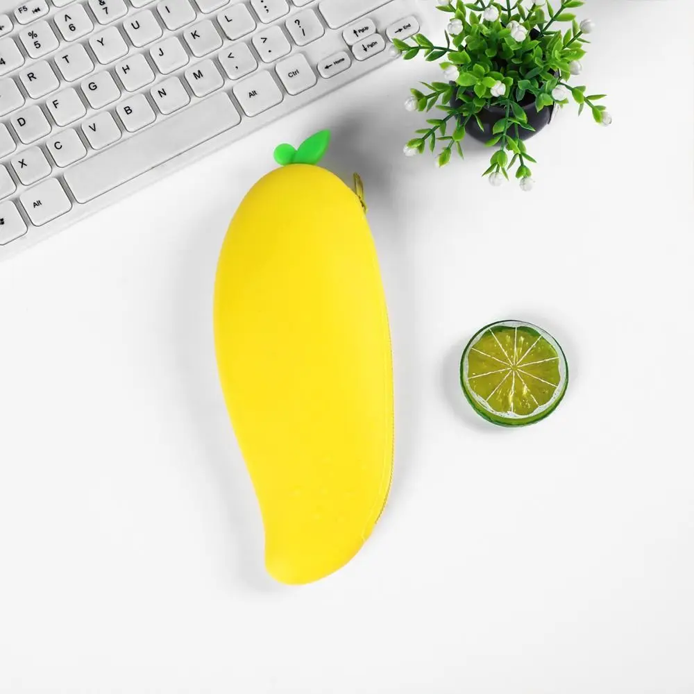 Portable Silicone Pencil Case Simulated Fruit Cat Paw Design Pen Bag Large Capacity Stationery Pouch School Office