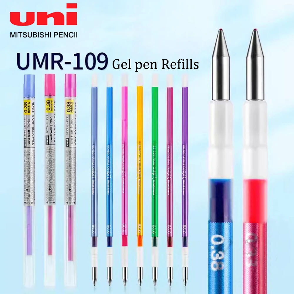 

8PCS Uni Style Fit Gel Multi Pen Refill - 0.38 mm-8pcs/lot Black/Blue/Gold 16 Colors Available Writing Supplies UMR-109-38