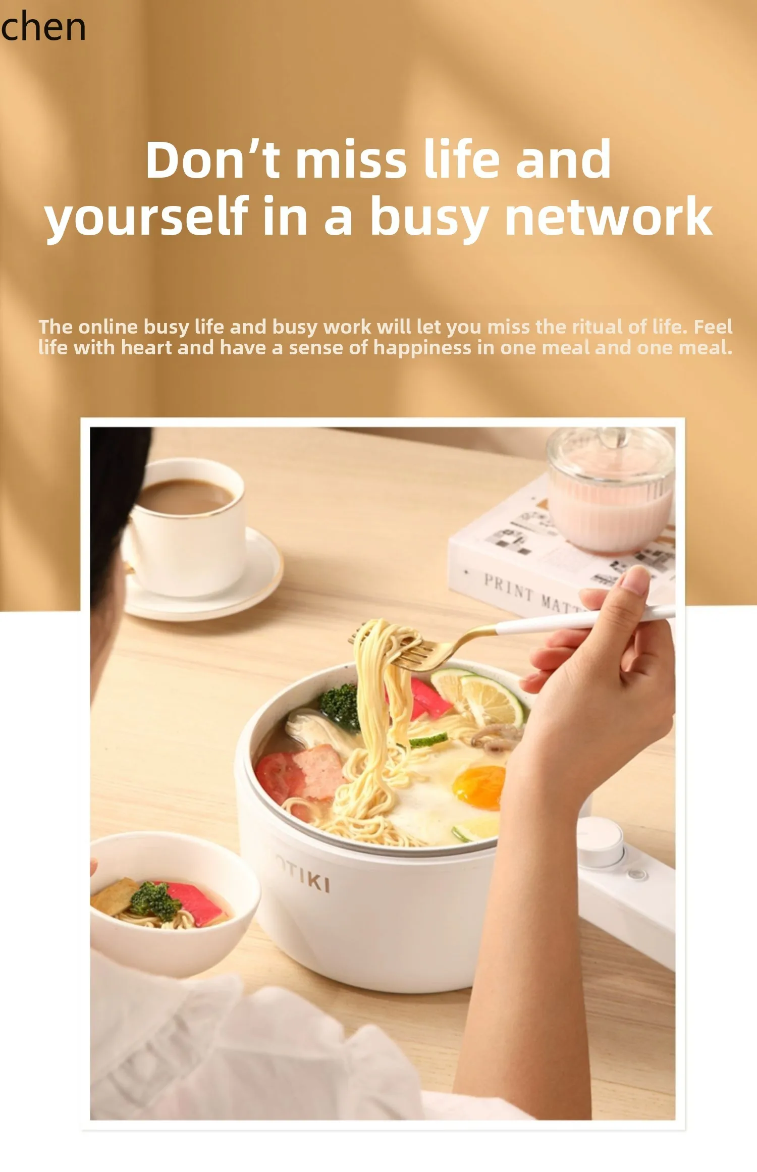 HTT Electric Cooking Pot Dormitory Student  Instant Noodle  Cooking Integrated  Small Mini Hot Pot Electric Wok