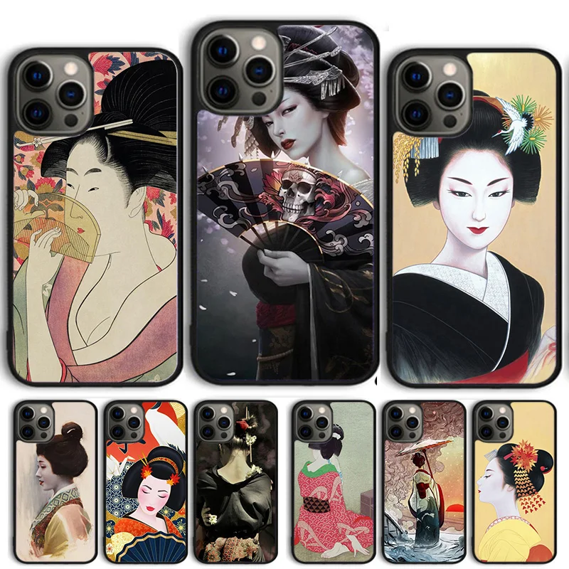 

Japanese geisha Luxury Phone Case Cover For iPhone 17 Air 15 16 14 13 12 Pro Max 11 Pro Max Plus Coque Shell