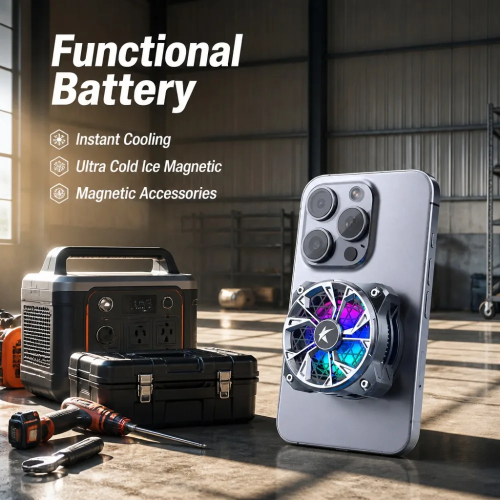 TEC Semiconductor Phone Cooler RGB Gaming Phone Cooling Fan 9-Blade High Speed Silent Radiator For Mobile Gaming Live Streaming