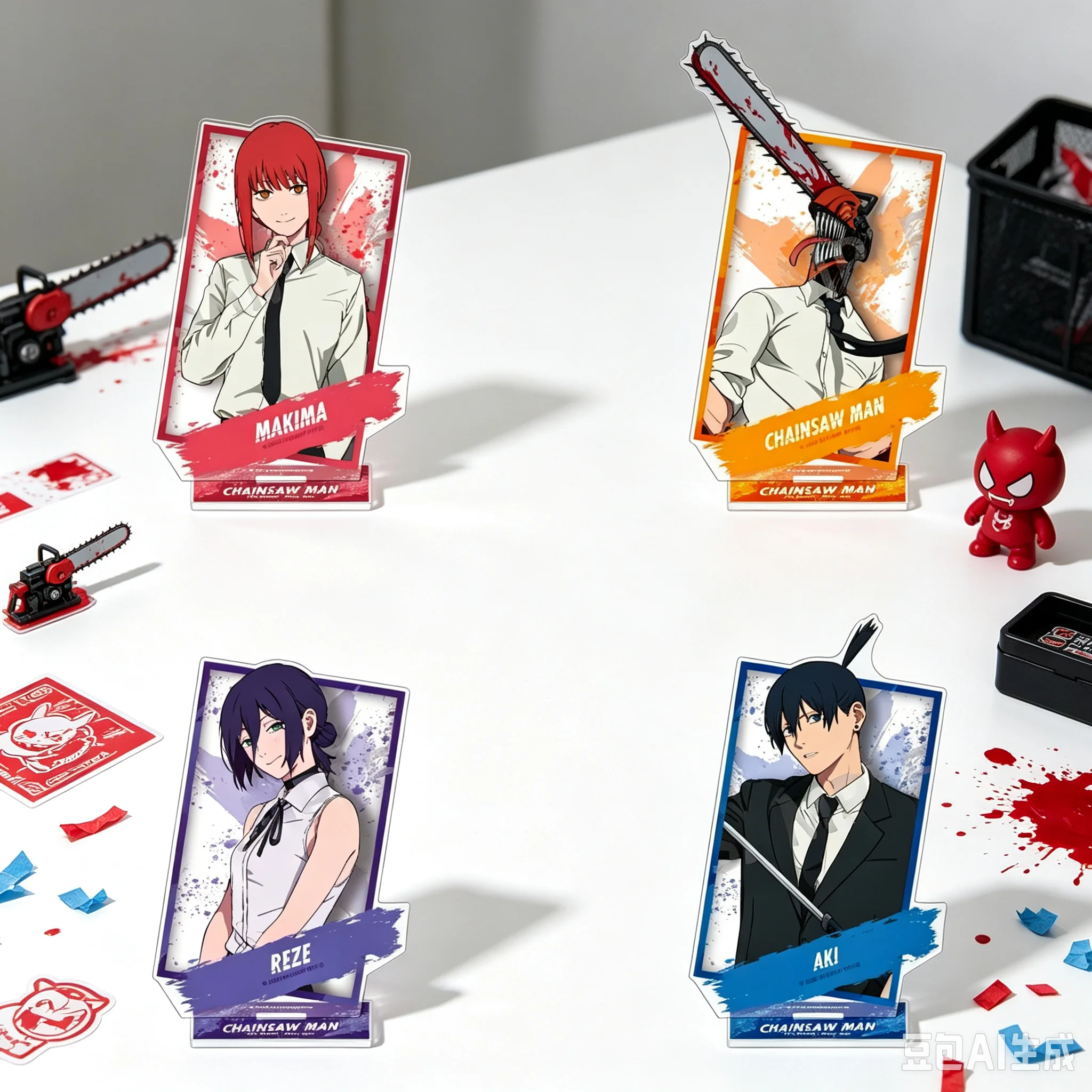 CLASSIC 15cm Unisex Anime Chainsaw Man Acrylic Stand Modlel Desktop Decoration Game Collectible Ornament Gift For Fans Keychain