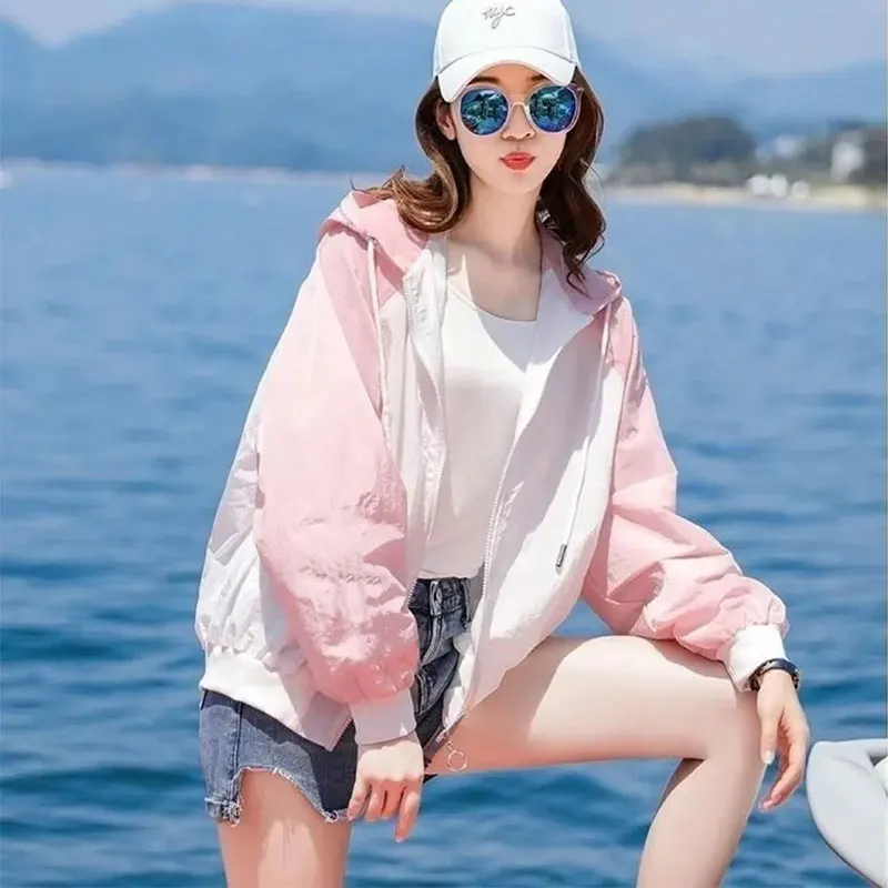 

Women's Hooded Sunscreen Top, Korean Fashion, All-match, Loose Coat, Casual, Simplicity, Office Clothes, New Style, Summer