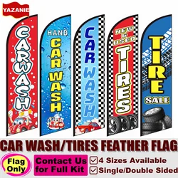 Hand Car Wash Feather Flag 8FT 11FT 13FT Single/Double Sided Tire Sale Tires Beach Flag Custom Outdoor Advertising Banner