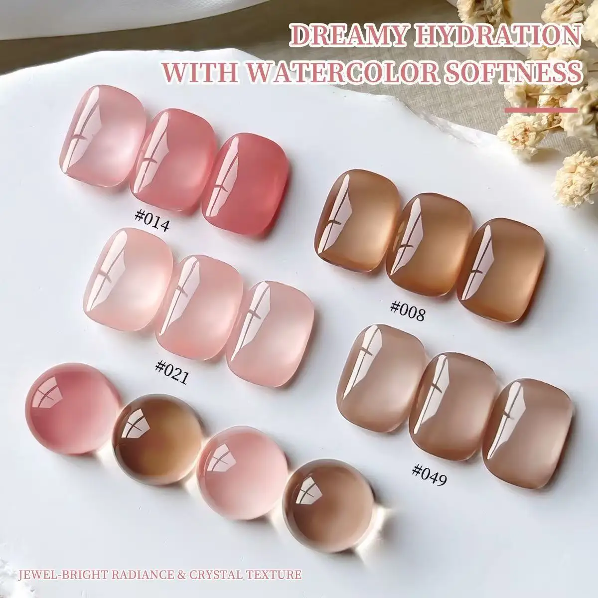 XEIJAYI 4 Colors Jelly Gel Nail Polish Set 15ml Pink Natural Nude Nails Art Soak Off UV/LED Nail Art  Permanent Nail Polishes